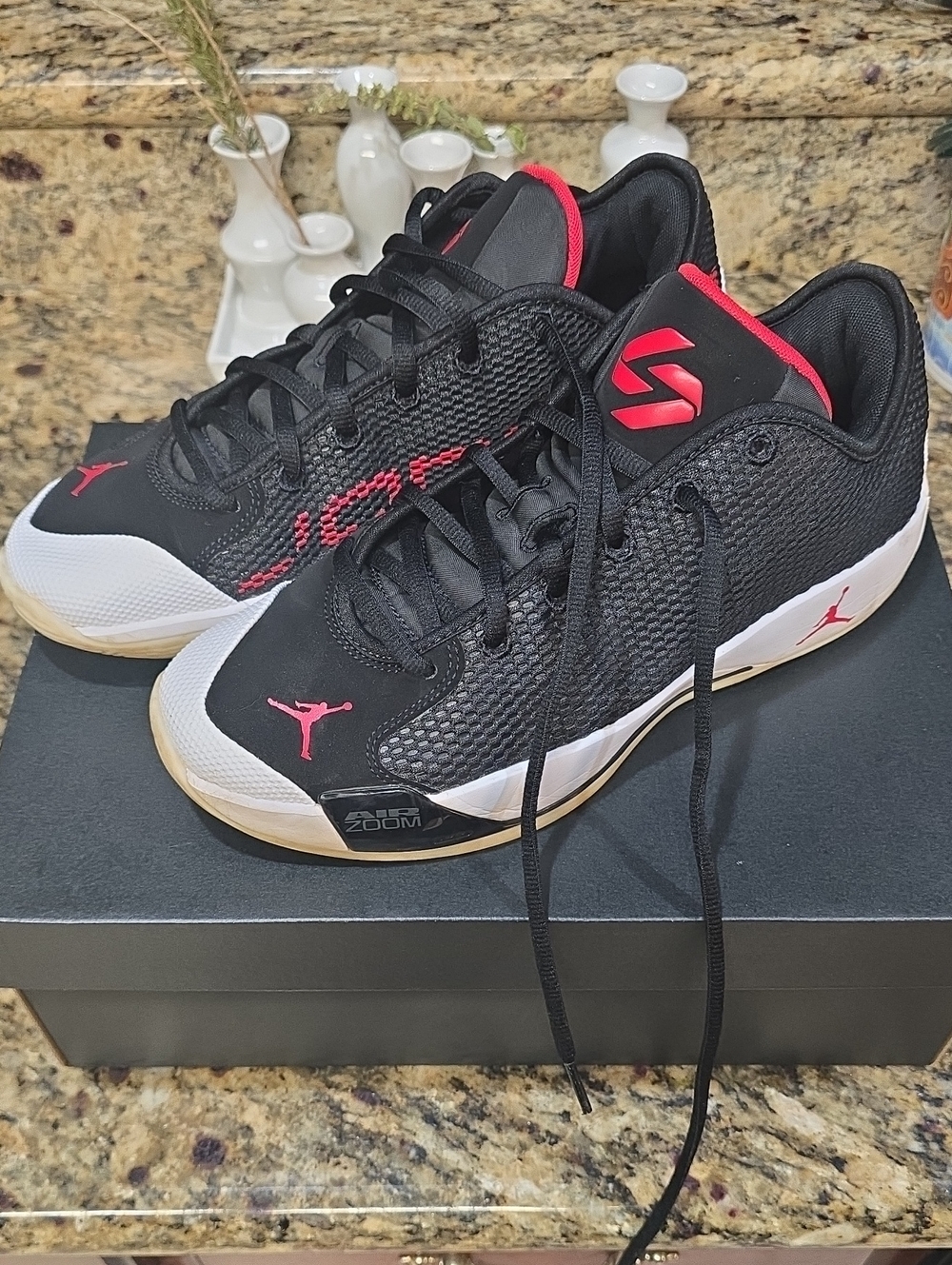 Jordan Men’s Black/Red Low-Top Athletic Sneakers